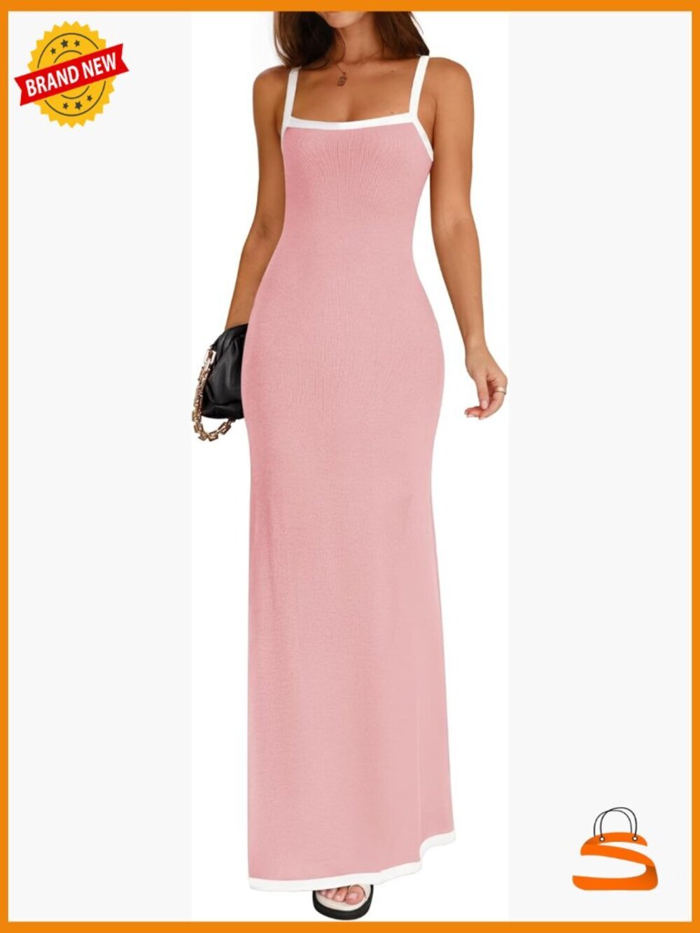 Sleeveless Square Neck Spaghetti Strap Bodycon Maxi Dress